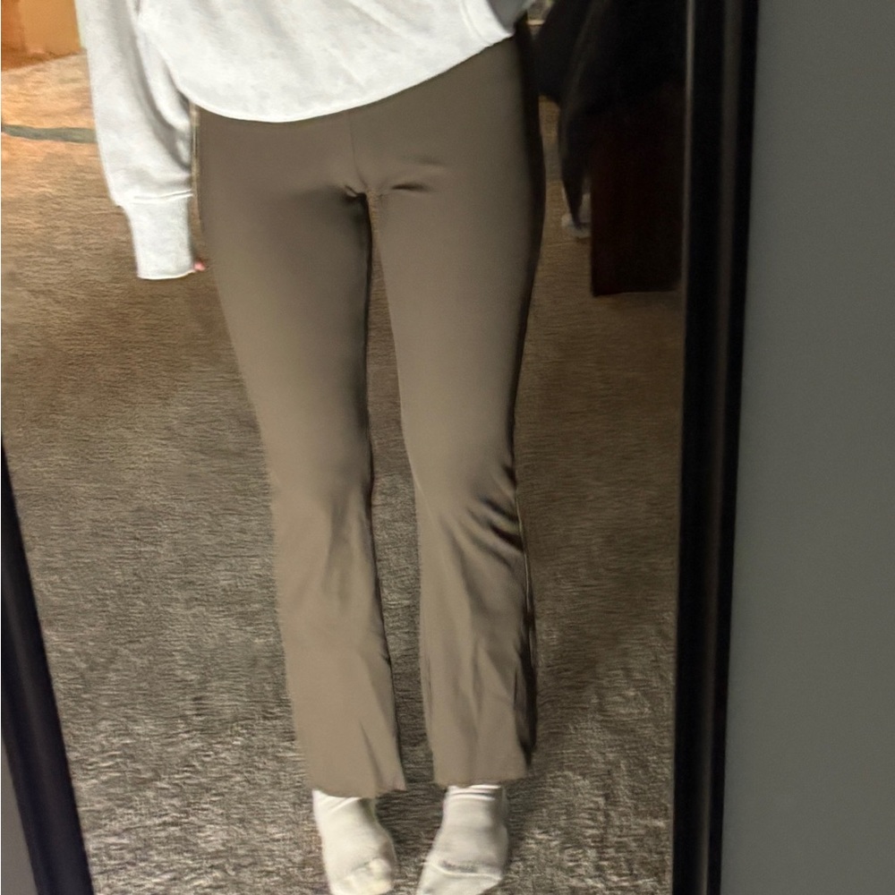 Light brown ribbed flare leggings